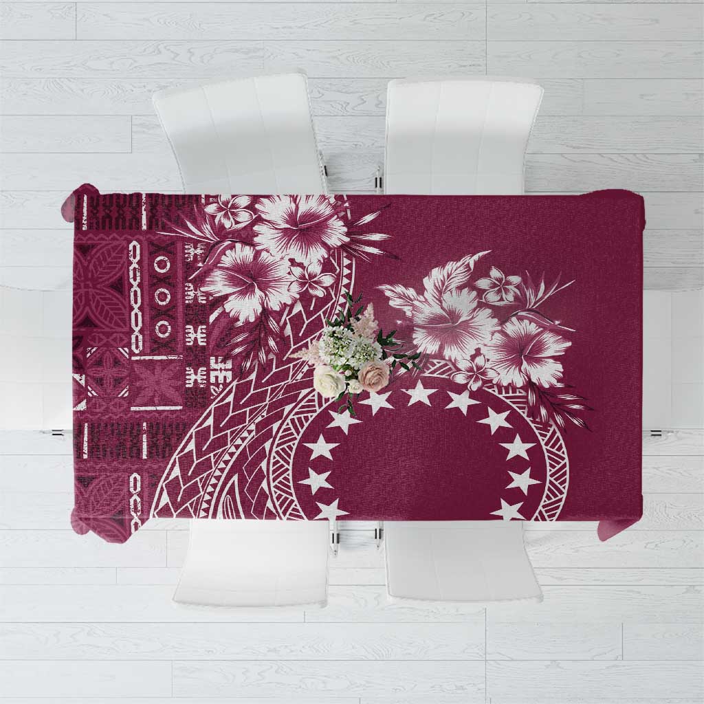 Kia Orana Cook Islands Tablecloth Tiare and Stars - Maroon LT7 Maroon - Polynesian Pride