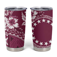 Kia Orana Cook Islands Tumbler Cup Tiare & Stars - Maroon LT7 Maroon - Polynesian Pride