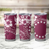 Kia Orana Cook Islands Tumbler Cup Tiare & Stars - Maroon LT7 - Polynesian Pride