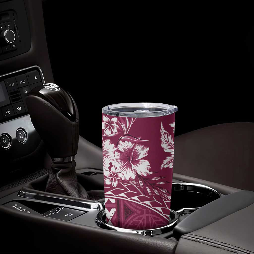 Kia Orana Cook Islands Tumbler Cup Tiare & Stars - Maroon LT7 - Polynesian Pride