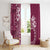 Kia Orana Cook Islands Window Curtain Tiare and Stars - Maroon