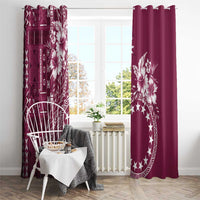 Kia Orana Cook Islands Window Curtain Tiare and Stars - Maroon LT7 - Polynesian Pride