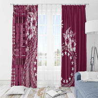 Kia Orana Cook Islands Window Curtain Tiare and Stars - Maroon LT7 - Polynesian Pride
