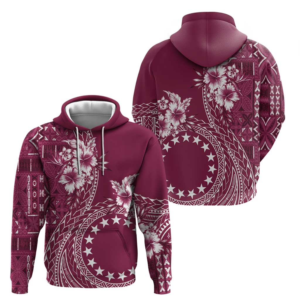 Kia Orana Cook Islands Zip Hoodie Tiare and Stars - Maroon