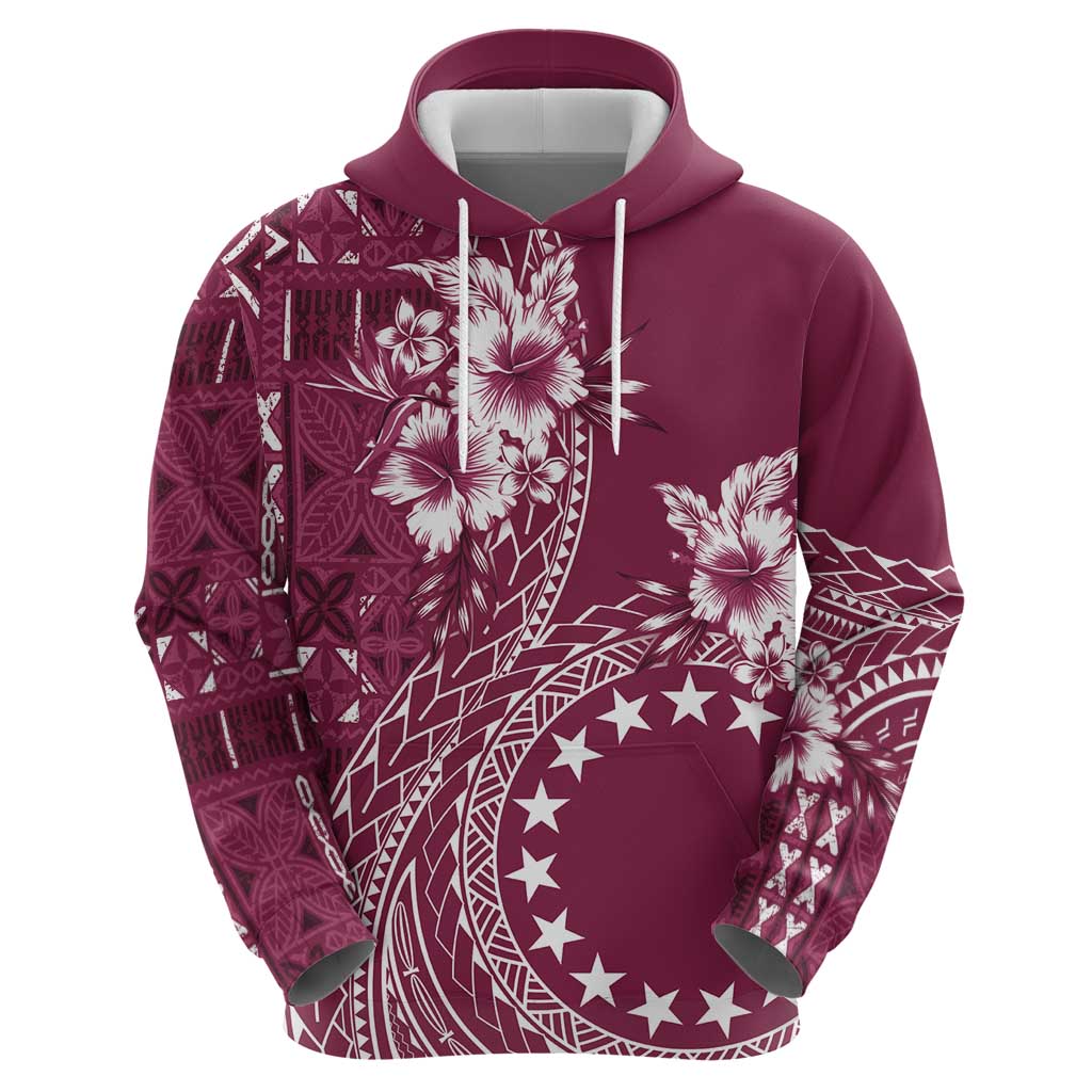 Kia Orana Cook Islands Zip Hoodie Tiare and Stars - Maroon