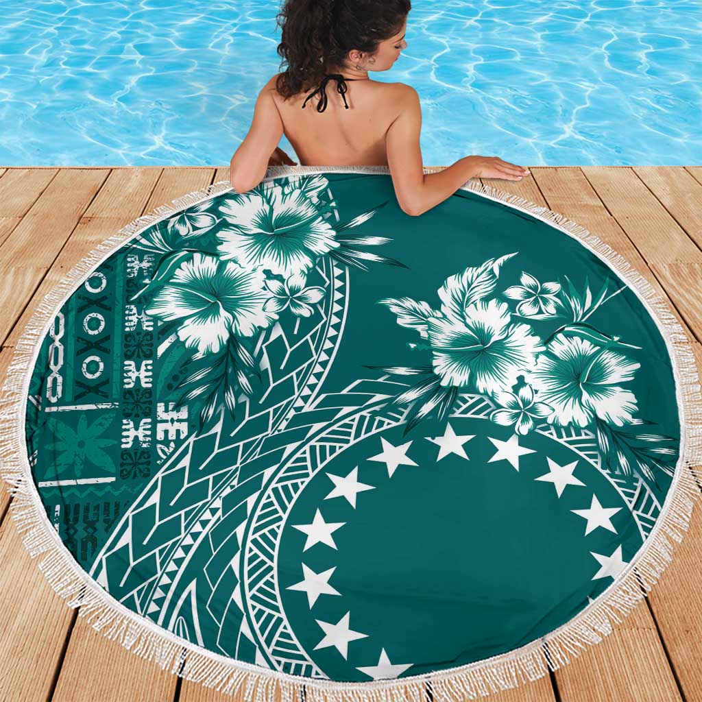 Kia Orana Cook Islands Beach Blanket Tiare and Stars - Teal LT7 - Polynesian Pride