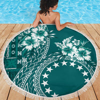 Kia Orana Cook Islands Beach Blanket Tiare and Stars - Teal LT7 - Polynesian Pride