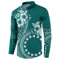 Kia Orana Cook Islands Button Sweatshirt Tiare and Stars - Teal LT7 - Polynesian Pride
