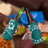 Kia Orana Cook Islands 4 in 1 Can Cooler Tumbler Tiare & Stars - Teal