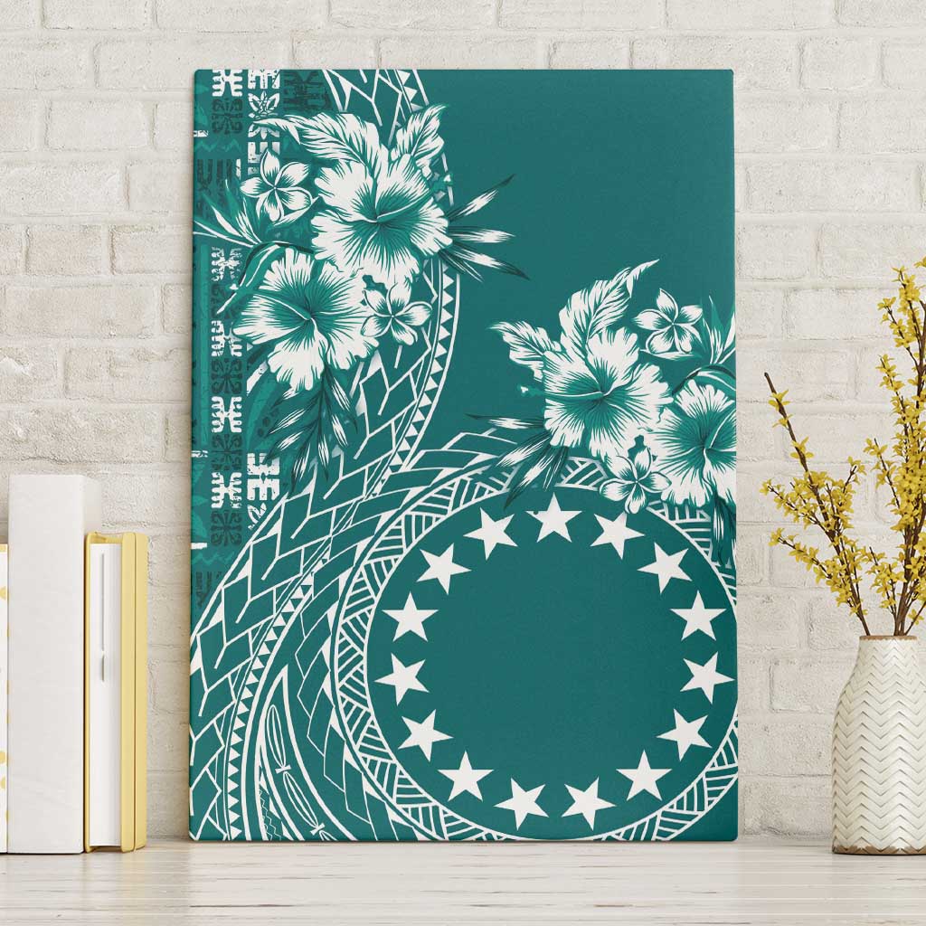 Kia Orana Cook Islands Canvas Wall Art Tiare and Stars - Teal LT7 Without Frame Teal - Polynesian Pride
