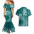 Kia Orana Cook Islands Couples Matching Mermaid Dress and Hawaiian Shirt Tiare and Stars - Teal