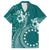 Kia Orana Cook Islands Family Matching Long Sleeve Bodycon Dress and Hawaiian Shirt Tiare and Stars - Teal