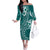 Kia Orana Cook Islands Family Matching Off The Shoulder Long Sleeve Dress and Hawaiian Shirt Tiare and Stars - Teal