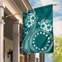 Kia Orana Cook Islands Garden Flag Tiare and Stars - Teal LT7 House Flag Teal - Polynesian Pride