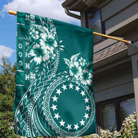 Kia Orana Cook Islands Garden Flag Tiare and Stars - Teal LT7 - Polynesian Pride