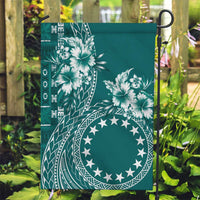 Kia Orana Cook Islands Garden Flag Tiare and Stars - Teal LT7 Garden Flag Teal - Polynesian Pride