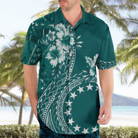 Kia Orana Cook Islands Hawaiian Shirt Tiare and Stars - Teal LT7 - Polynesian Pride