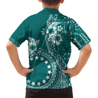Kia Orana Cook Islands Hawaiian Shirt Tiare and Stars - Teal LT7 - Polynesian Pride