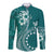 Kia Orana Cook Islands Long Sleeve Button Shirt Tiare and Stars - Teal