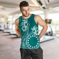 Kia Orana Cook Islands Men Tank Top Tiare and Stars - Teal LT7 Teal - Polynesian Pride