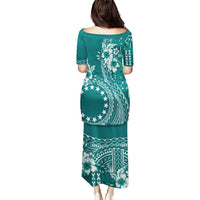 Kia Orana Cook Islands Puletasi Tiare and Stars - Teal LT7 - Polynesian Pride