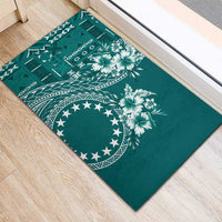 Kia Orana Cook Islands Rubber Doormat Tiare and Stars - Teal LT7 - Polynesian Pride
