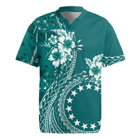 Kia Orana Cook Islands Rugby Jersey Tiare and Stars - Teal LT7 Teal - Polynesian Pride