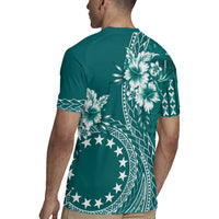 Kia Orana Cook Islands Rugby Jersey Tiare and Stars - Teal LT7 - Polynesian Pride