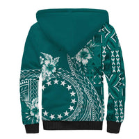 Kia Orana Cook Islands Sherpa Hoodie Tiare and Stars - Teal LT7 - Polynesian Pride