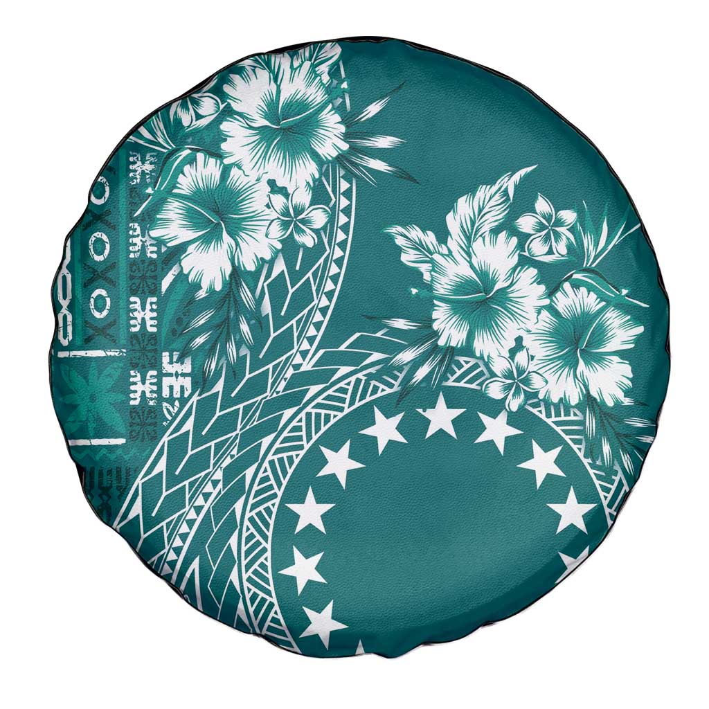 Kia Orana Cook Islands Spare Tire Cover Tiare and Stars - Teal LT7 - Polynesian Pride