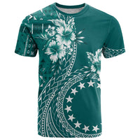 Kia Orana Cook Islands T Shirt Tiare and Stars - Teal