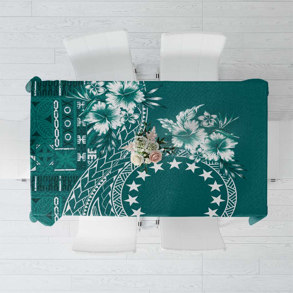 Kia Orana Cook Islands Tablecloth Tiare and Stars - Teal LT7 Teal - Polynesian Pride