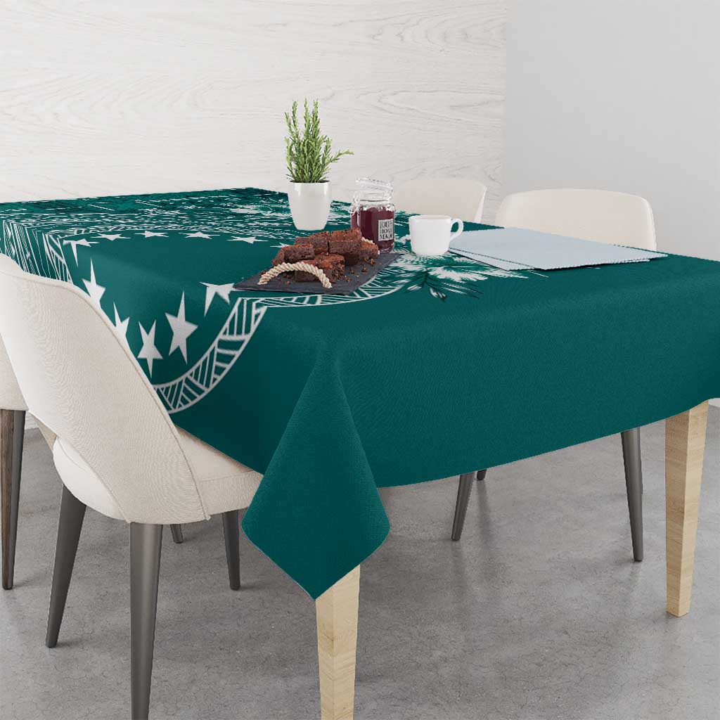 Kia Orana Cook Islands Tablecloth Tiare and Stars - Teal LT7 - Polynesian Pride