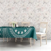 Kia Orana Cook Islands Tablecloth Tiare and Stars - Teal LT7 - Polynesian Pride