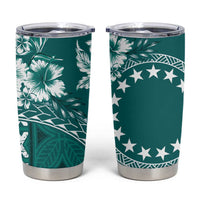 Kia Orana Cook Islands Tumbler Cup Tiare & Stars - Teal LT7 Teal - Polynesian Pride