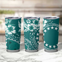 Kia Orana Cook Islands Tumbler Cup Tiare & Stars - Teal LT7 - Polynesian Pride