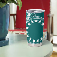 Kia Orana Cook Islands Tumbler Cup Tiare & Stars - Teal LT7 - Polynesian Pride