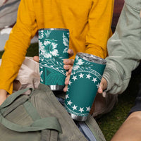 Kia Orana Cook Islands Tumbler Cup Tiare & Stars - Teal LT7 - Polynesian Pride
