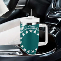 Kia Orana Cook Islands Tumbler With Handle Tiare & Stars - Teal LT7 - Polynesian Pride