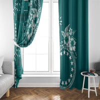 Kia Orana Cook Islands Window Curtain Tiare and Stars - Teal LT7 - Polynesian Pride