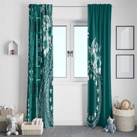 Kia Orana Cook Islands Window Curtain Tiare and Stars - Teal LT7 - Polynesian Pride