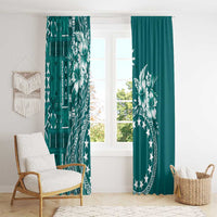 Kia Orana Cook Islands Window Curtain Tiare and Stars - Teal LT7 - Polynesian Pride