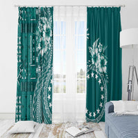 Kia Orana Cook Islands Window Curtain Tiare and Stars - Teal LT7 - Polynesian Pride