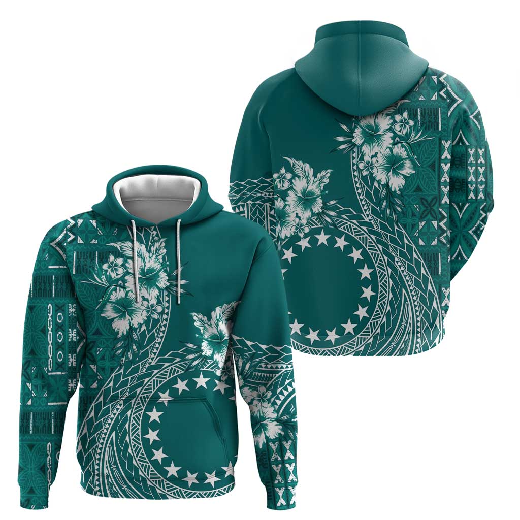 Kia Orana Cook Islands Zip Hoodie Tiare and Stars - Teal