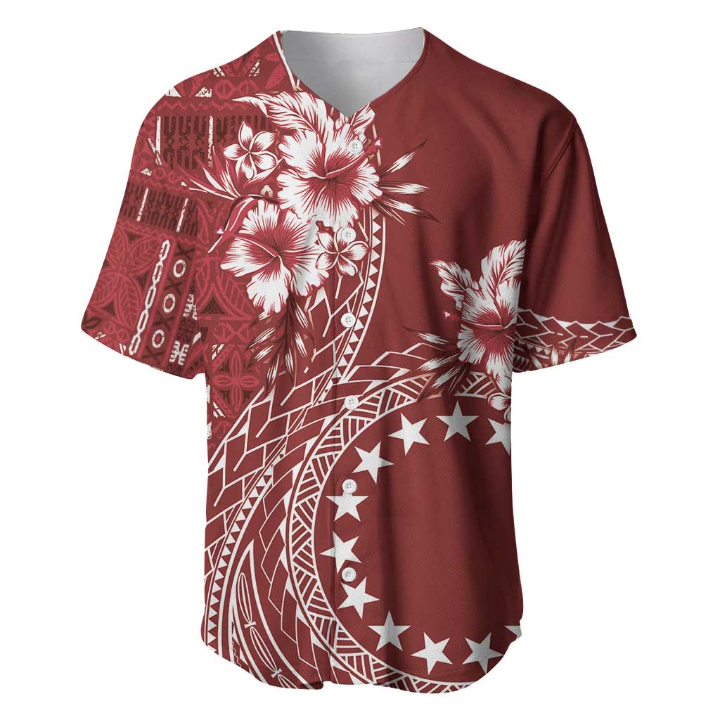 Kia Orana Cook Islands Baseball Jersey Tiare and Stars - Scarlet