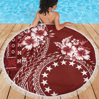 Kia Orana Cook Islands Beach Blanket Tiare and Stars - Scarlet LT7 - Polynesian Pride
