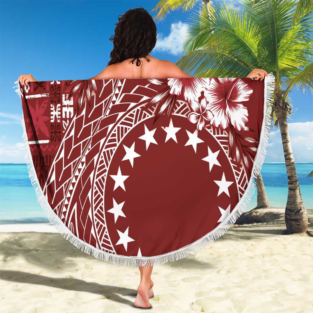 Kia Orana Cook Islands Beach Blanket Tiare and Stars - Scarlet LT7 - Polynesian Pride