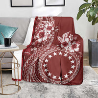 Kia Orana Cook Islands Blanket Tiare and Stars - Scarlet LT7 - Polynesian Pride