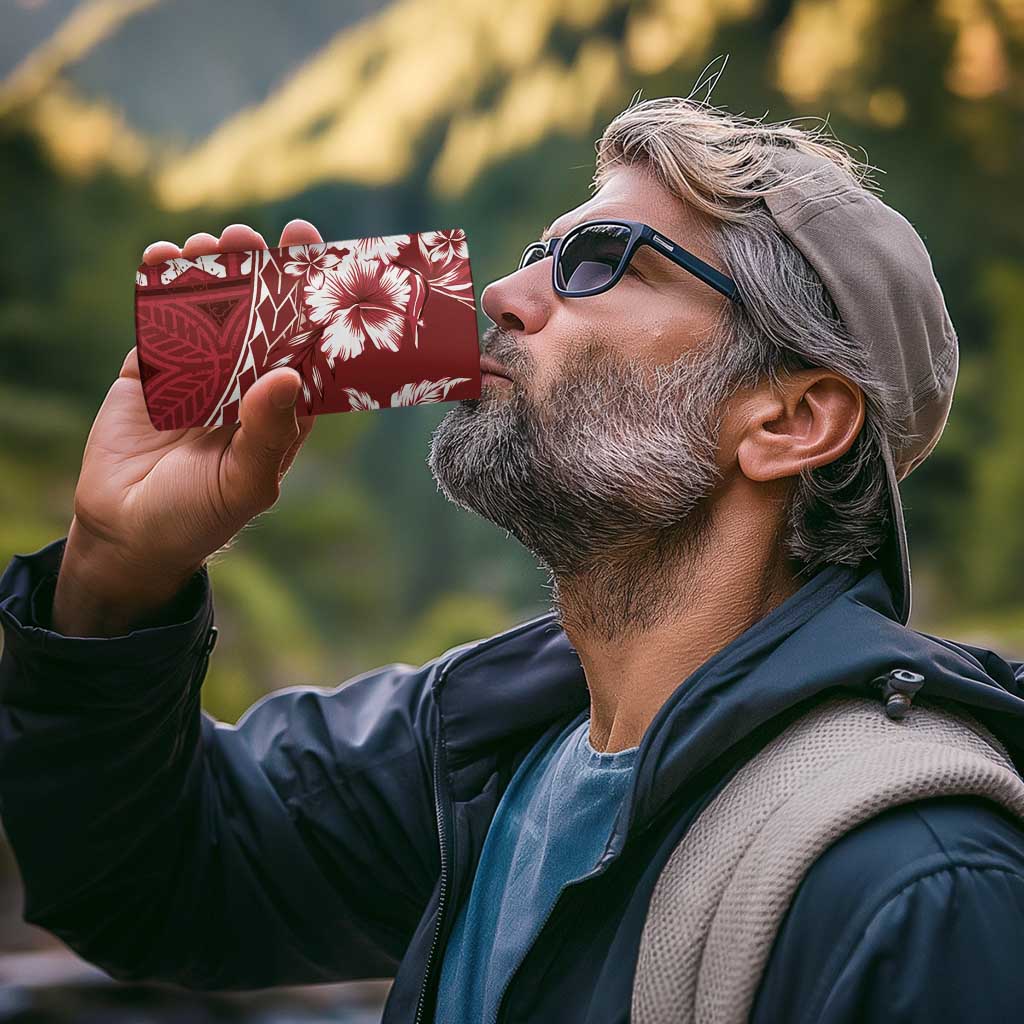 Kia Orana Cook Islands 4 in 1 Can Cooler Tumbler Tiare & Stars - Scarlet
