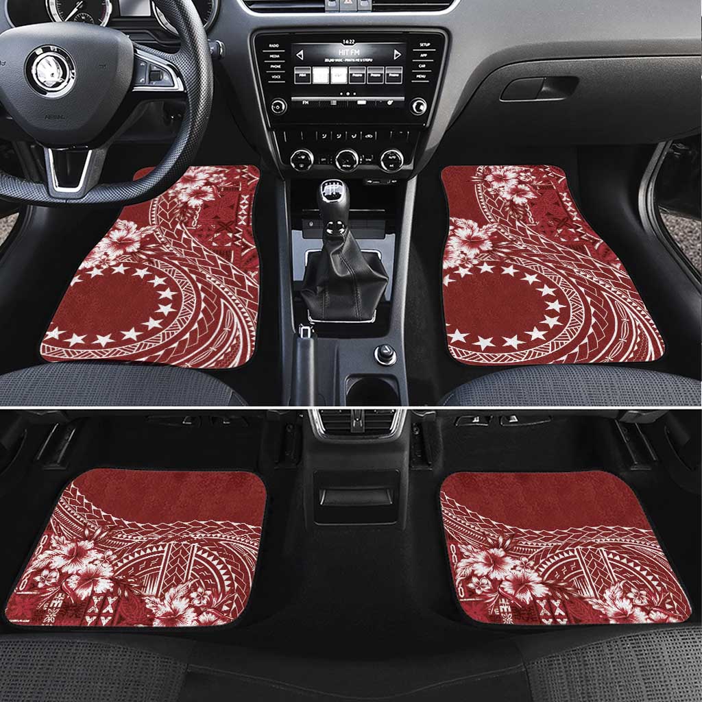 Kia Orana Cook Islands Car Mats Tiare and Stars - Scarlet LT7 Set 4pcs Red - Polynesian Pride
